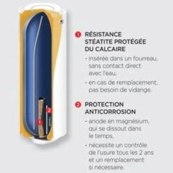 Chauffe Eau électrique - THERMOR - Stéatis -Aldes Heizung Magasin chauffe eau electrique steatis thermor mural vertical etroit 1200w 2 personnes blanc 3
